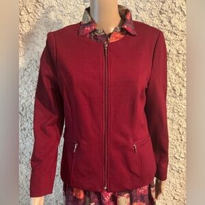 CLEO Burgundy Zip-Up Cardigan Jacket - Size M